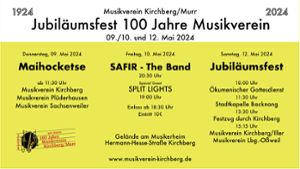 Kirchberg an der Murr: Jubiläumswochenende 100 Jahre Musikverein